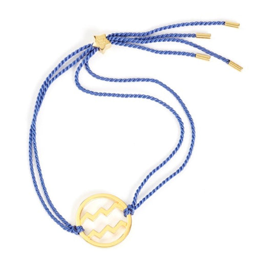 aquarius gold bracelet with blue cord