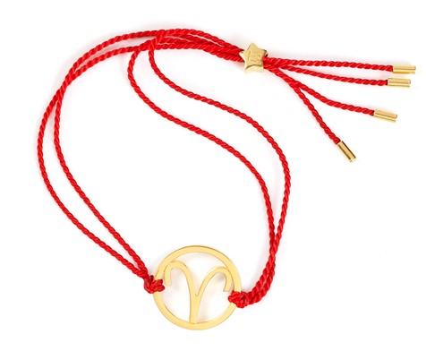 aries gold bracelet with adjustable red cord