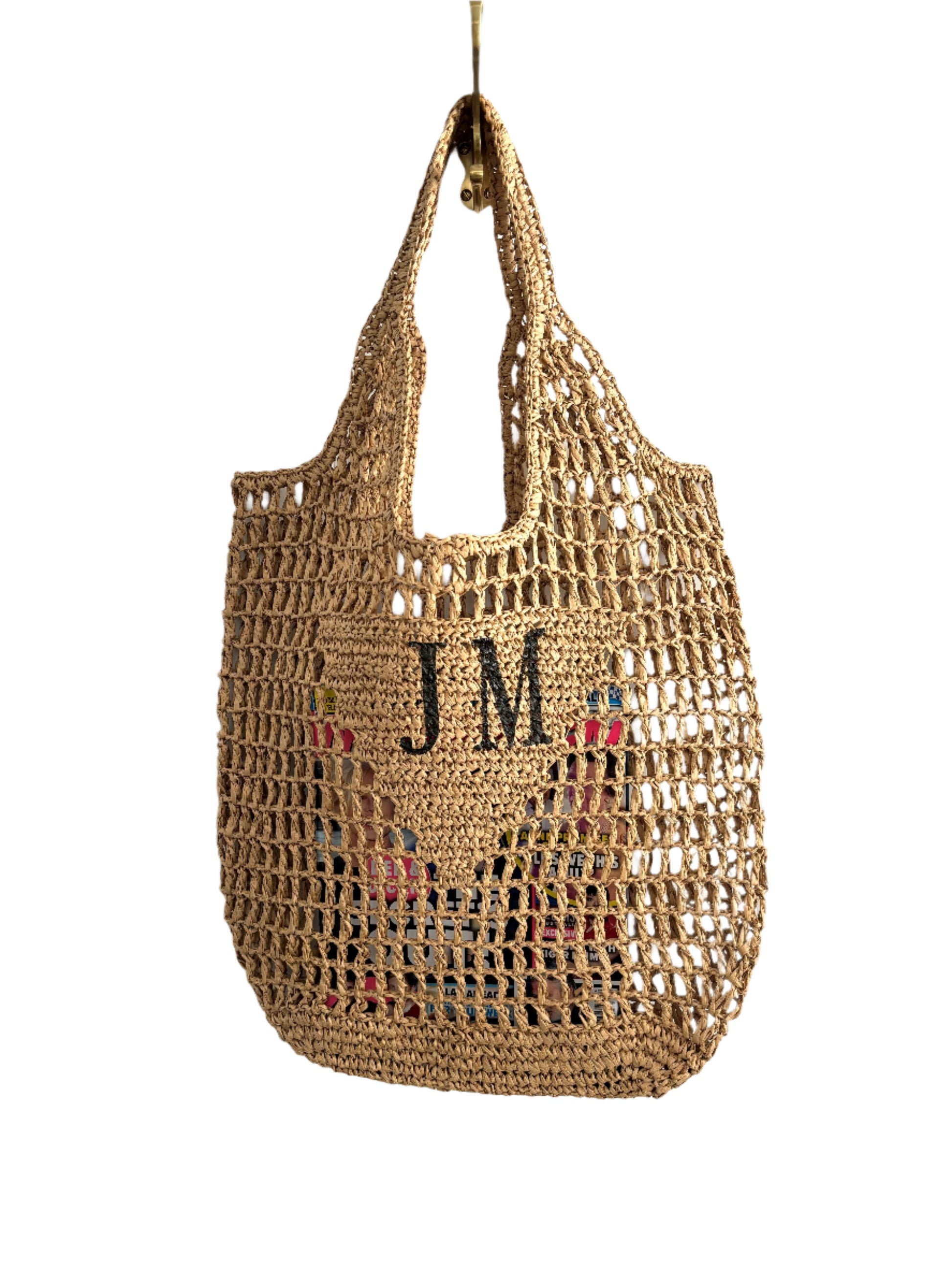 natural luxury woven raffia bag personalised tote bag