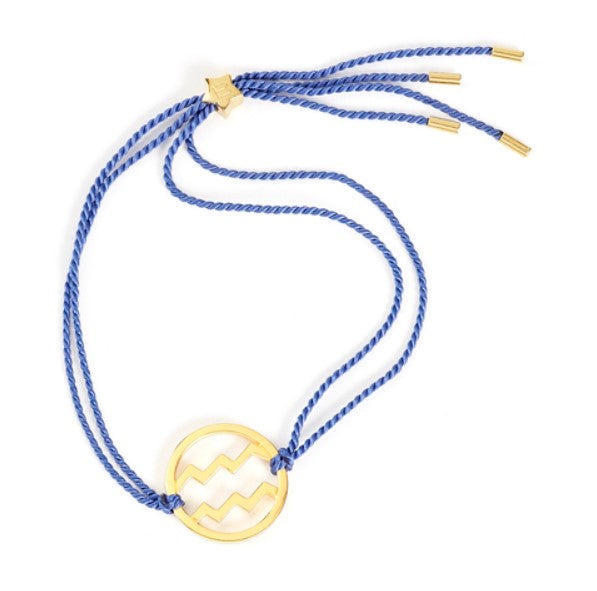 aquarius gold bracelet with blue cord