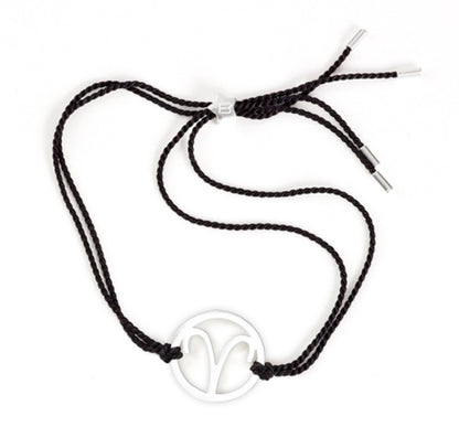 aries silver bracelet with black cord