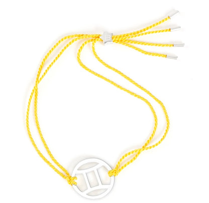 sterling silver gemini bracelet with adjustable yellow cord from Koala Blu