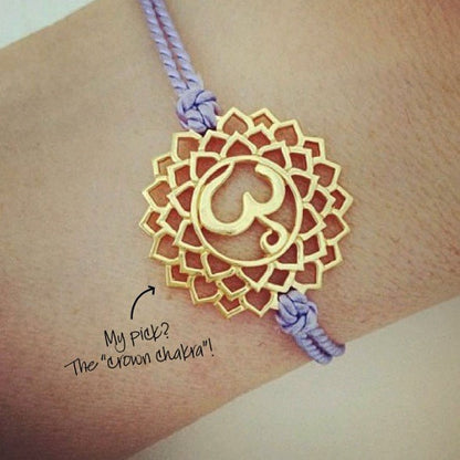 the crown chakra bracelet on arm