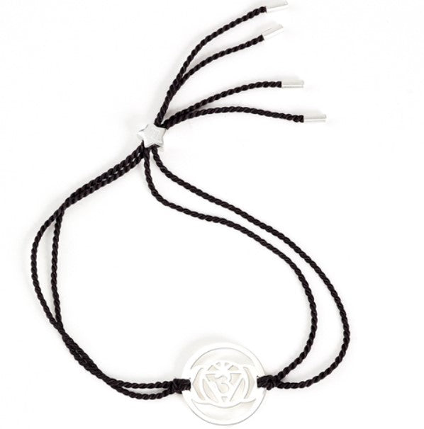 Ajna Brow Chakra with Black Cord Bracelet in Silver