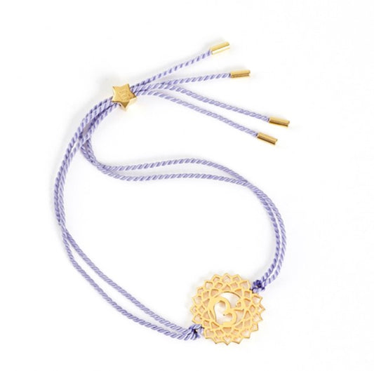 Sahasrara Crown Chakra in Gold with Violet Cord