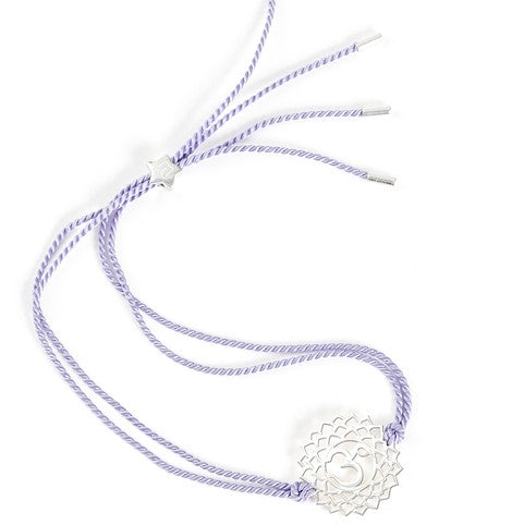 Sahasrara Crown Chakra Bracelet - Silver with Violet Cord