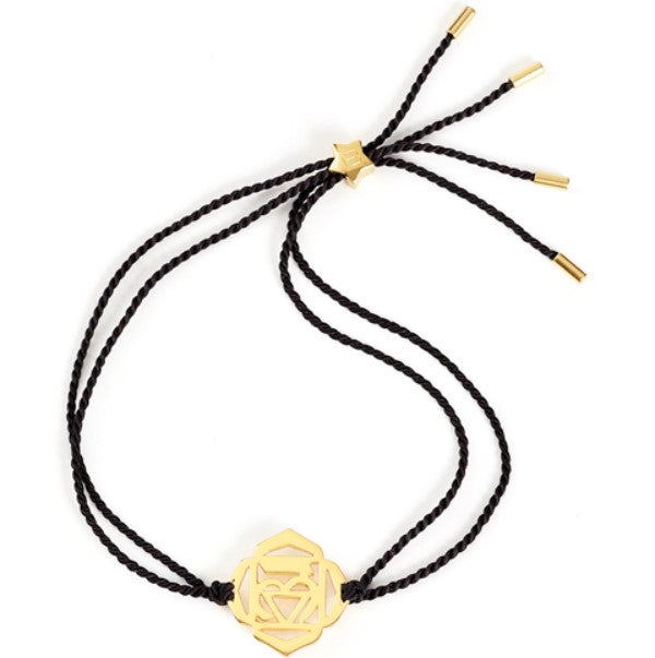 Gold Root Chakra Black Cord Bracelet