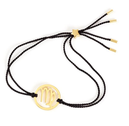 gold virgo star sign bracelets with adjustable black cords